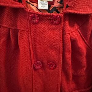 Billabong Vibrant Red Wool Pea Coat